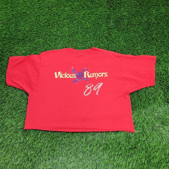 Vintage 1989 Vicious-Rumors Shirt Womens XL 22x18 Crop-Top - Picture 1 of 14